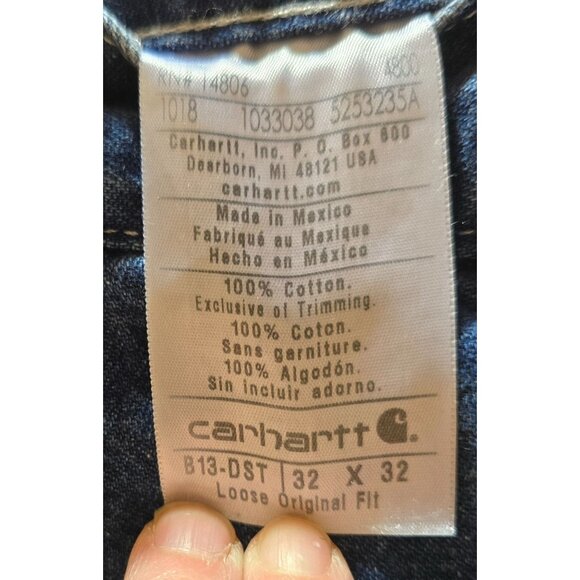 Carhartt Mens Loose Original Fit B13-DST Denim Work Jeans 32x32 Blue - Picture 4 of 9